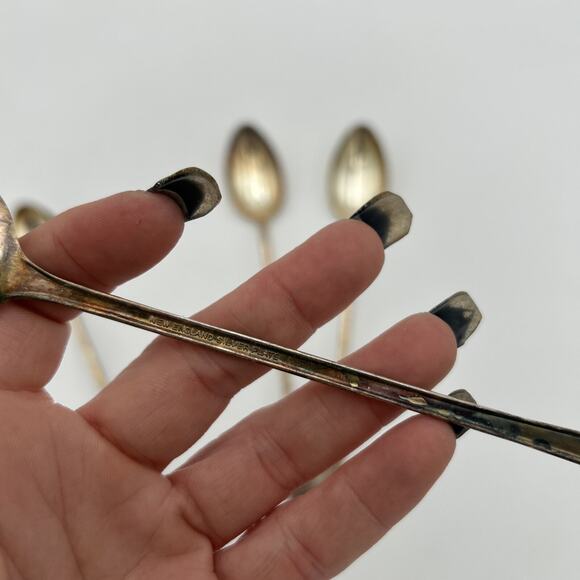NEW ENGLAND SILVER-PLATE "Rosemary" Ice Tea Spoons 8” SET OF 6 FLORAL HERB Vtg - Picture 16 of 16